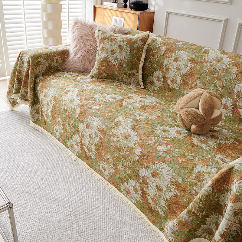 Tassel Cotton Linen Pastoral Couch Slipcover - image 8