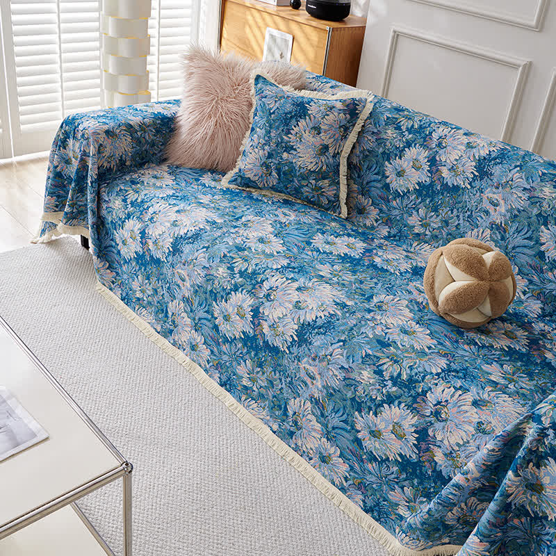 Tassel Cotton Linen Pastoral Couch Slipcover - image 1