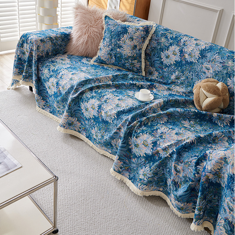 Tassel Cotton Linen Pastoral Couch Slipcover - image 5