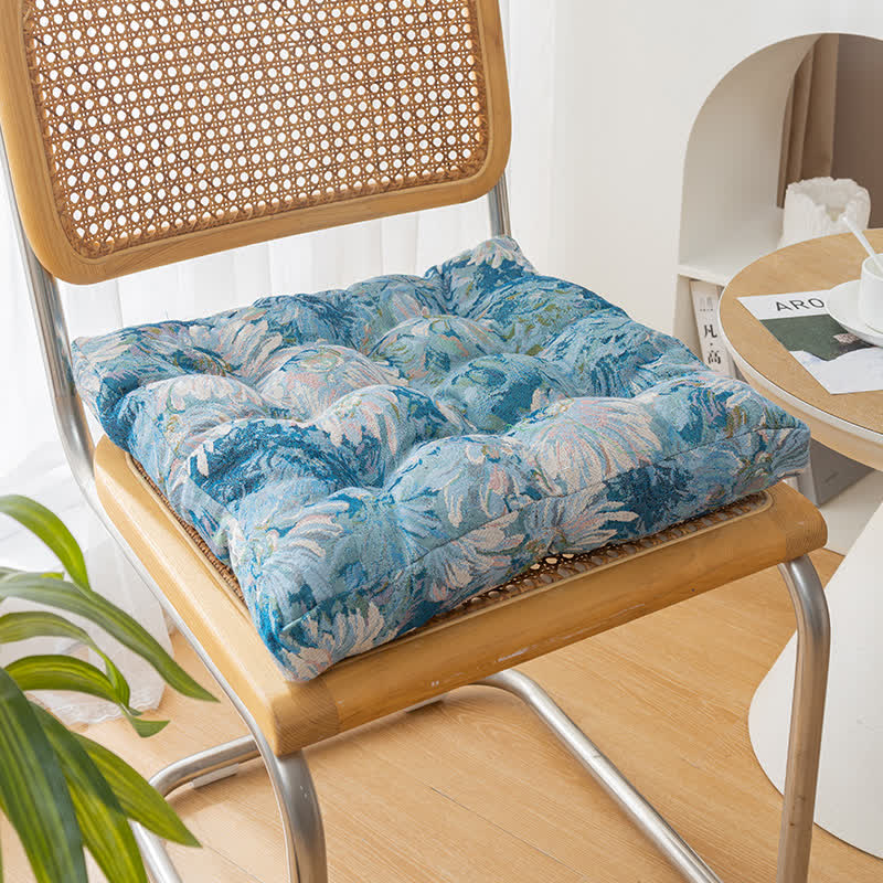 Pastoral Cotton Linen Soft Floor Cushion - Blue - 19.69"W x 19.69"L x 3.15"H - image 0