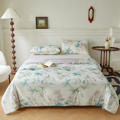 Refresh Floral Cooling Breathable Quilt - Ivory & Green - Queen - image 0