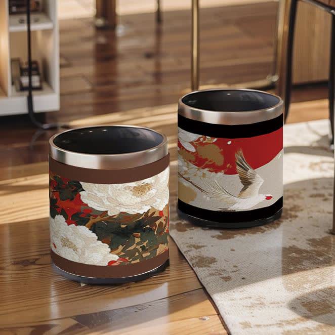 Large Capacity Floral Bird Decorative Trash Can - image 2