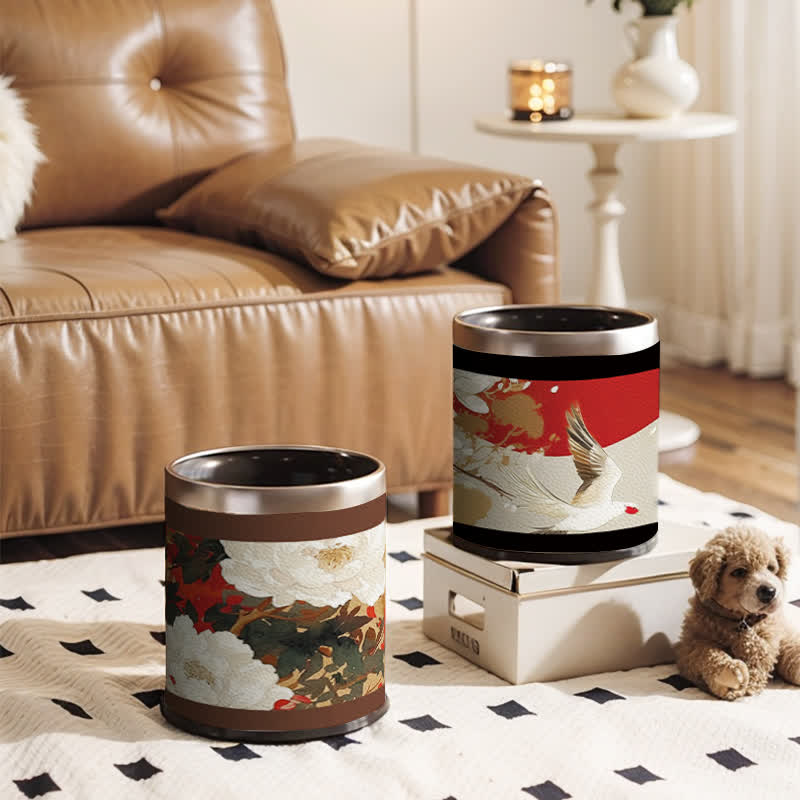 Large Capacity Floral Bird Decorative Trash Can - image 0