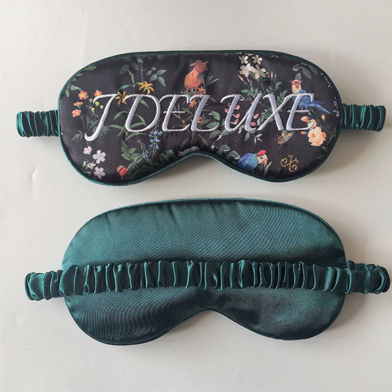 Floral Print Simulated Silk Blackout Sleep Eye Mask - A - 1PC - 8" x 4" - image 0