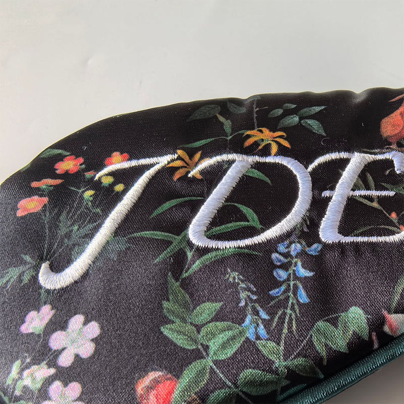 Floral Print Simulated Silk Blackout Sleep Eye Mask - image 2