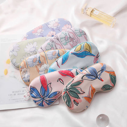 Art Flower Print Imitation Silk Sleep Eye Mask - image 0
