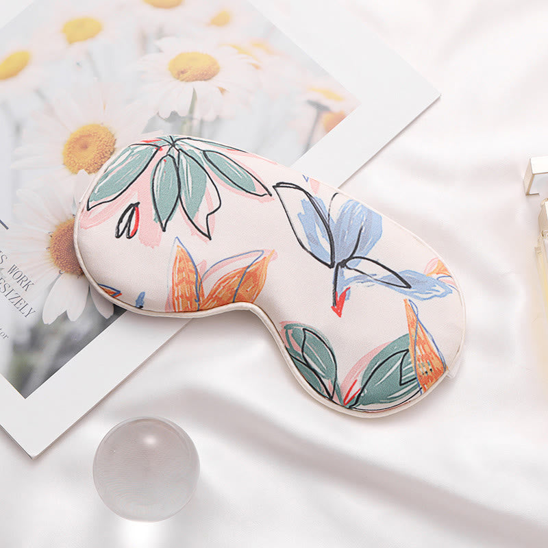 Art Flower Print Imitation Silk Sleep Eye Mask - B - 2PCS - 8" x 4" - image 2