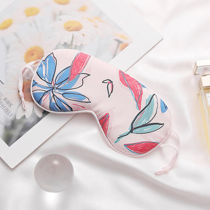 Art Flower Print Imitation Silk Sleep Eye Mask - A - 2PCS - 8" x 4" - image 1