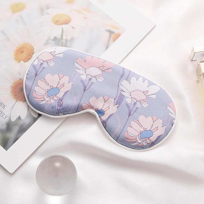 Art Flower Print Imitation Silk Sleep Eye Mask - C - 2PCS - 8" x 4" - image 3