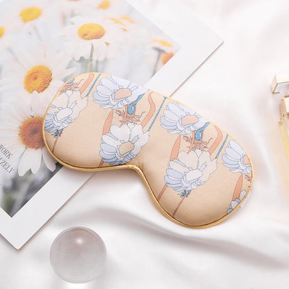 Art Flower Print Imitation Silk Sleep Eye Mask - D - 2PCS - 8" x 4" - image 4