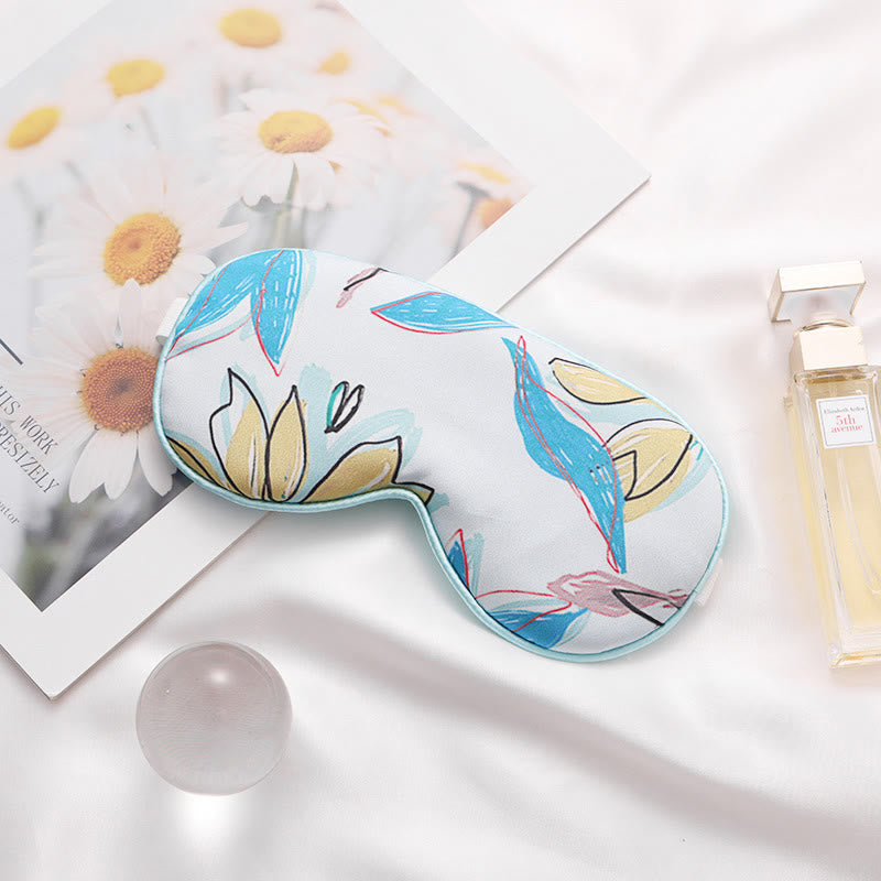 Art Flower Print Imitation Silk Sleep Eye Mask - F - 2PCS - 8" x 4" - image 6