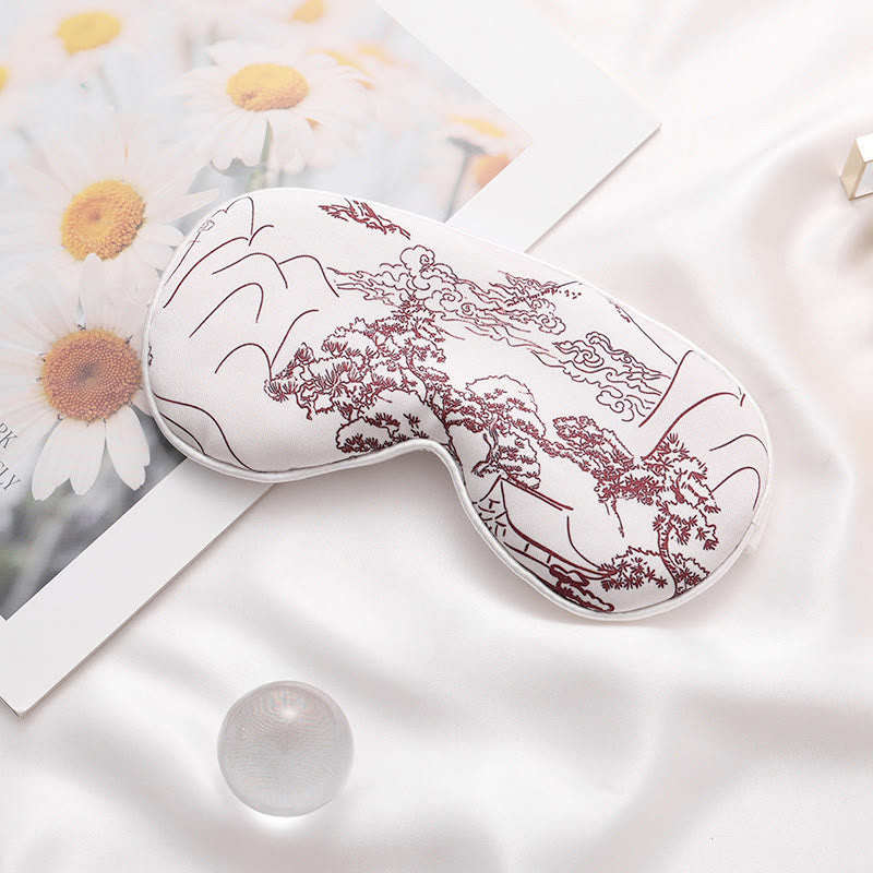 Landscape Print Imitation Silk Sleep Eye Mask - B - 2PCS - 8" x 4" - image 2