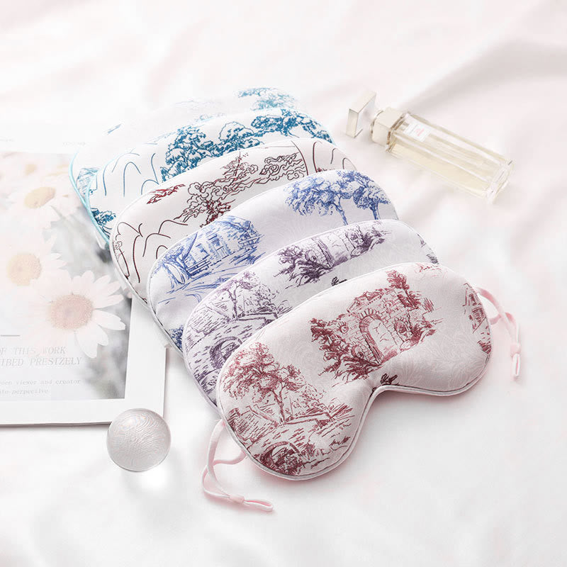 Landscape Print Imitation Silk Sleep Eye Mask - image 0