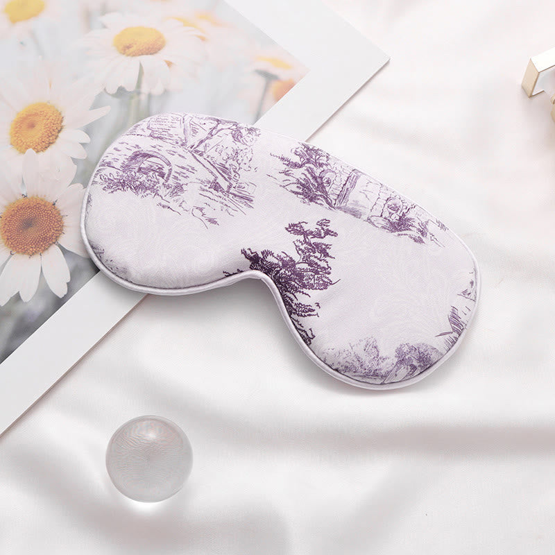Landscape Print Imitation Silk Sleep Eye Mask - D - 2PCS - 8" x 4" - image 4