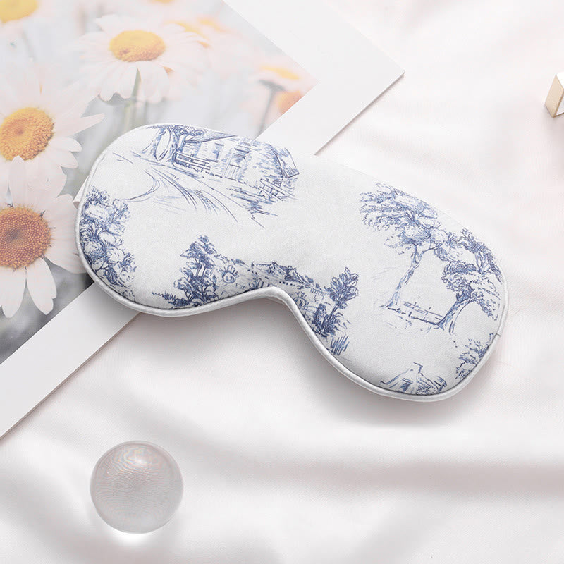 Landscape Print Imitation Silk Sleep Eye Mask - E - 2PCS - 8" x 4" - image 5