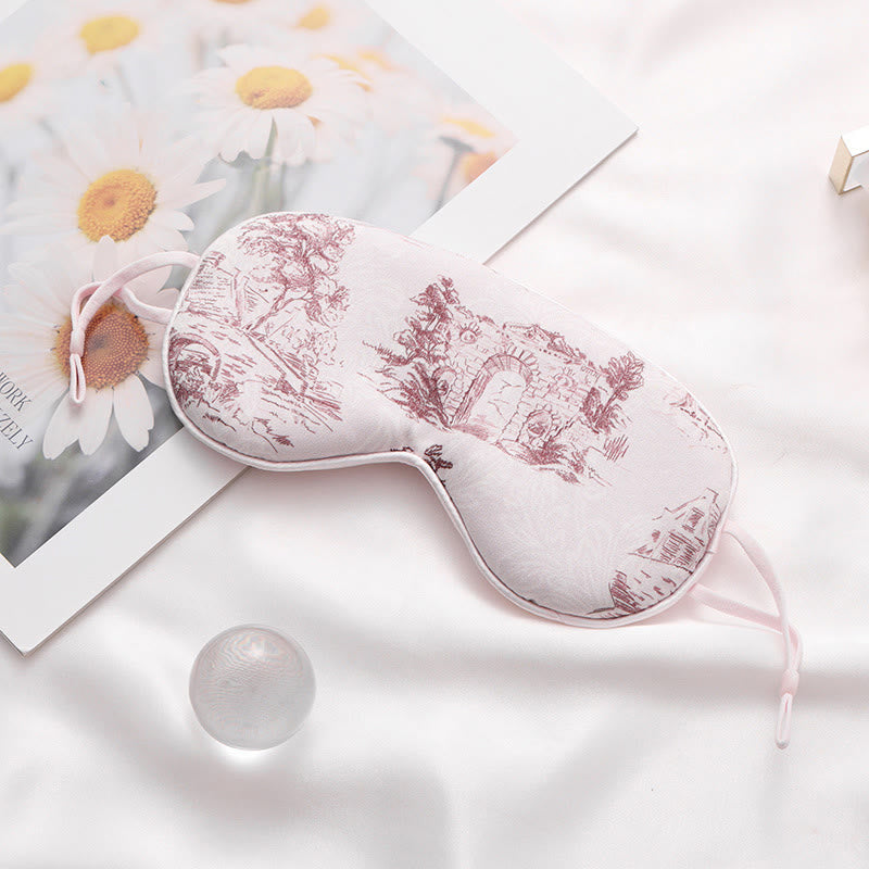 Landscape Print Imitation Silk Sleep Eye Mask - C - 2PCS - 8" x 4" - image 3