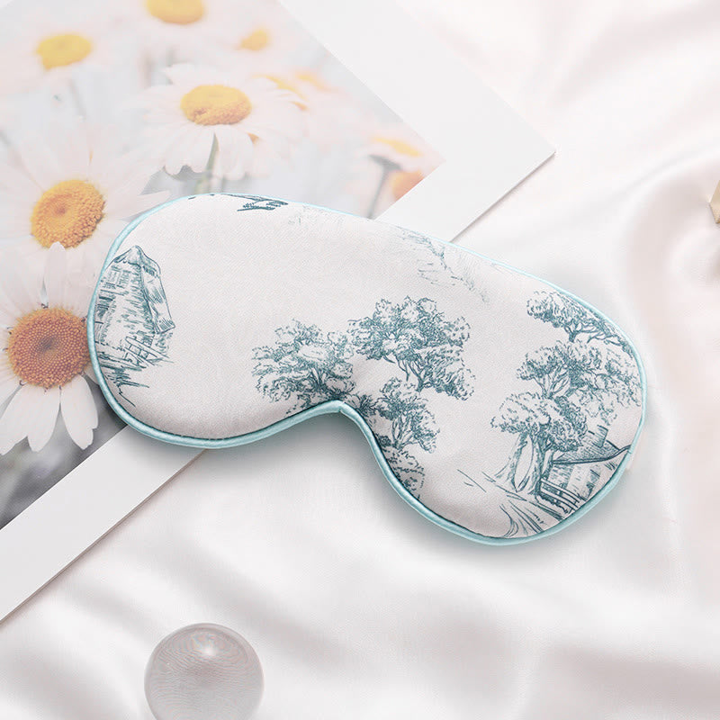 Landscape Print Imitation Silk Sleep Eye Mask - A - 2PCS - 8" x 4" - image 1