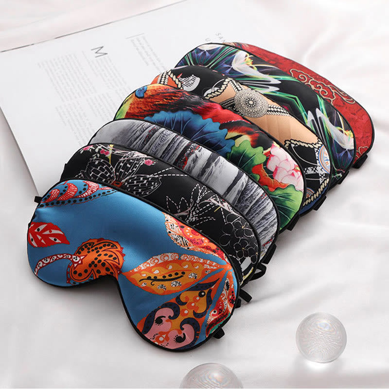 Ethnic Style Print Imitation Silk Sleep Eye Mask - image 0
