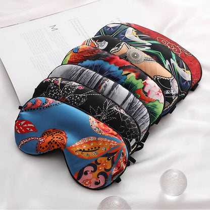 Ethnic Style Print Imitation Silk Sleep Eye Mask - image 0