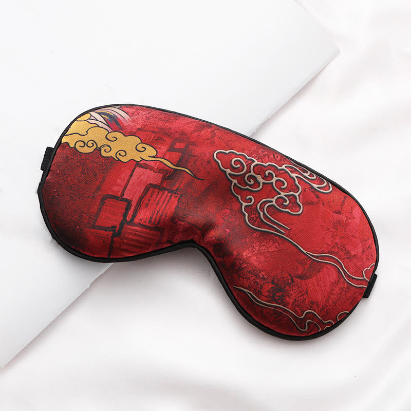 Ethnic Style Print Imitation Silk Sleep Eye Mask - E - 2PCS - 8" x 4" - image 5