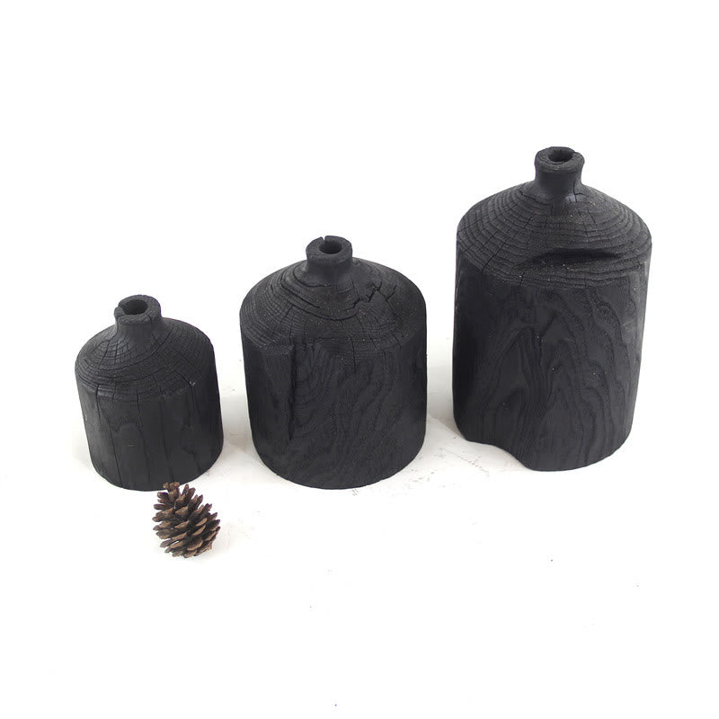 Wooden Black Vase Art Decorative Ornament - Set(A+B+C) - image 0