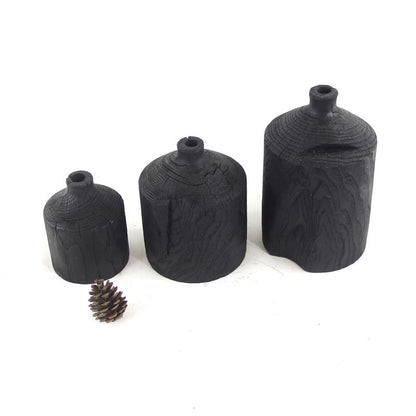Wooden Black Vase Art Decorative Ornament - Set(A+B+C) - image 0