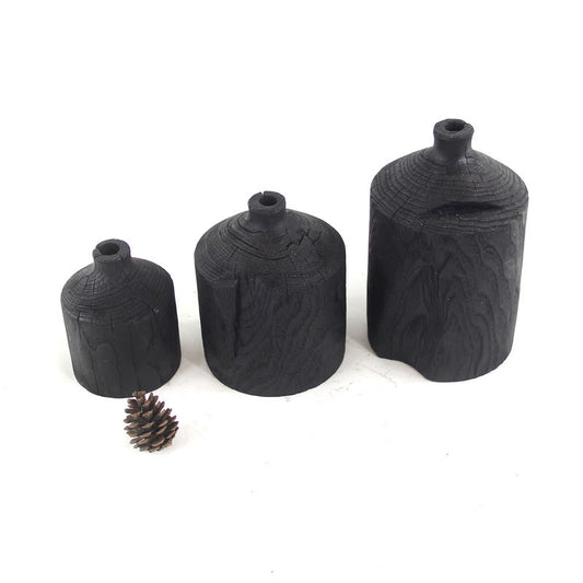 Wooden Black Vase Art Decorative Ornament - Set(A+B+C) - image 0