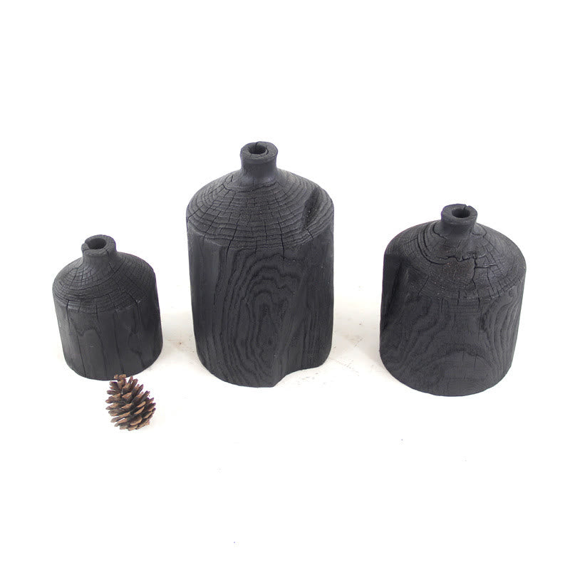 Wooden Black Vase Art Decorative Ornament - image 1