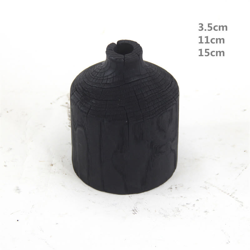 Wooden Black Vase Art Decorative Ornament - C-4"W x 4"L x 6"H - image 7