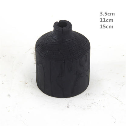 Wooden Black Vase Art Decorative Ornament - C-4"W x 4"L x 6"H - image 7