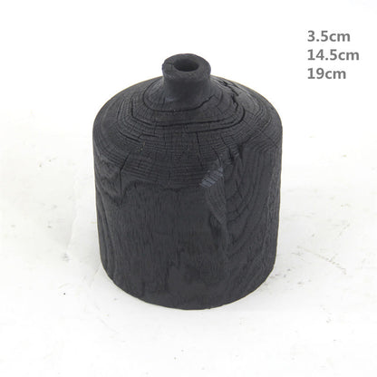 Wooden Black Vase Art Decorative Ornament - B-6"W x 6"L x 7"H - image 6