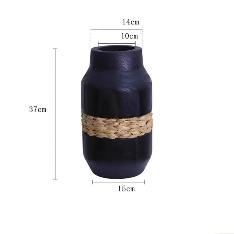 Hand Woven Wooden Vase Decorative Ornament - 5.91"W x 5.91"L x 14.56"H - image 3