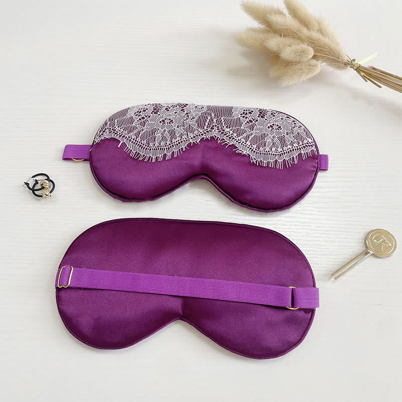 Sexy Lace Imitation Silk Sleep Eye Mask - Purple - 2PCS - 8" x 4" - image 10