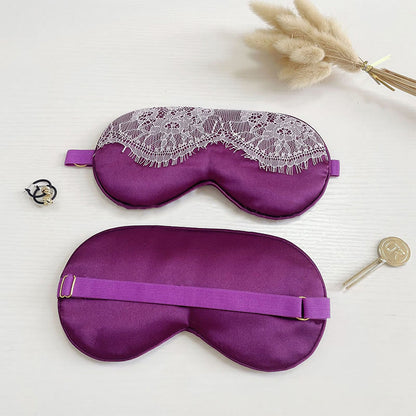 Sexy Lace Imitation Silk Sleep Eye Mask - Purple - 2PCS - 8" x 4" - image 10