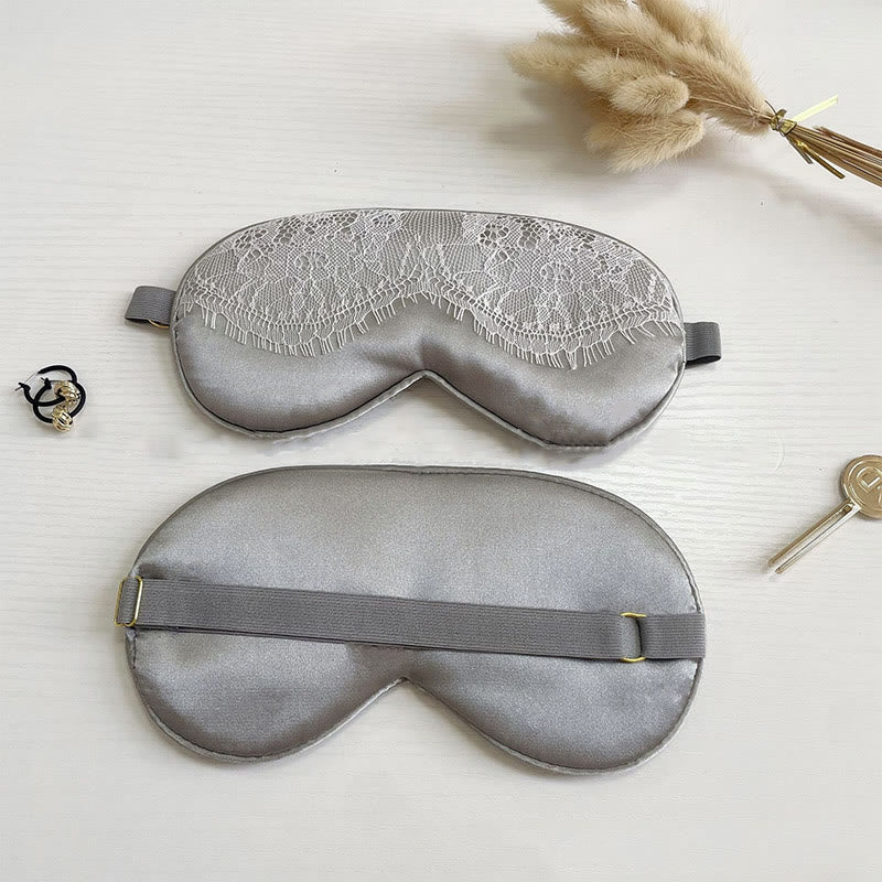 Sexy Lace Imitation Silk Sleep Eye Mask - Grey - 2PCS - 8" x 4" - image 5