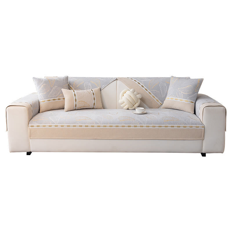 Luxury Chenille Botanical Pattern Sofa Cover - image 5