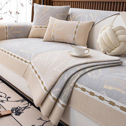 Luxury Chenille Botanical Pattern Sofa Cover - image 0