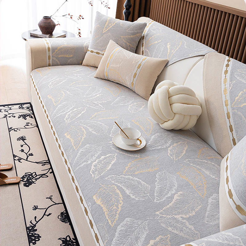 Luxury Chenille Botanical Pattern Sofa Cover - image 3