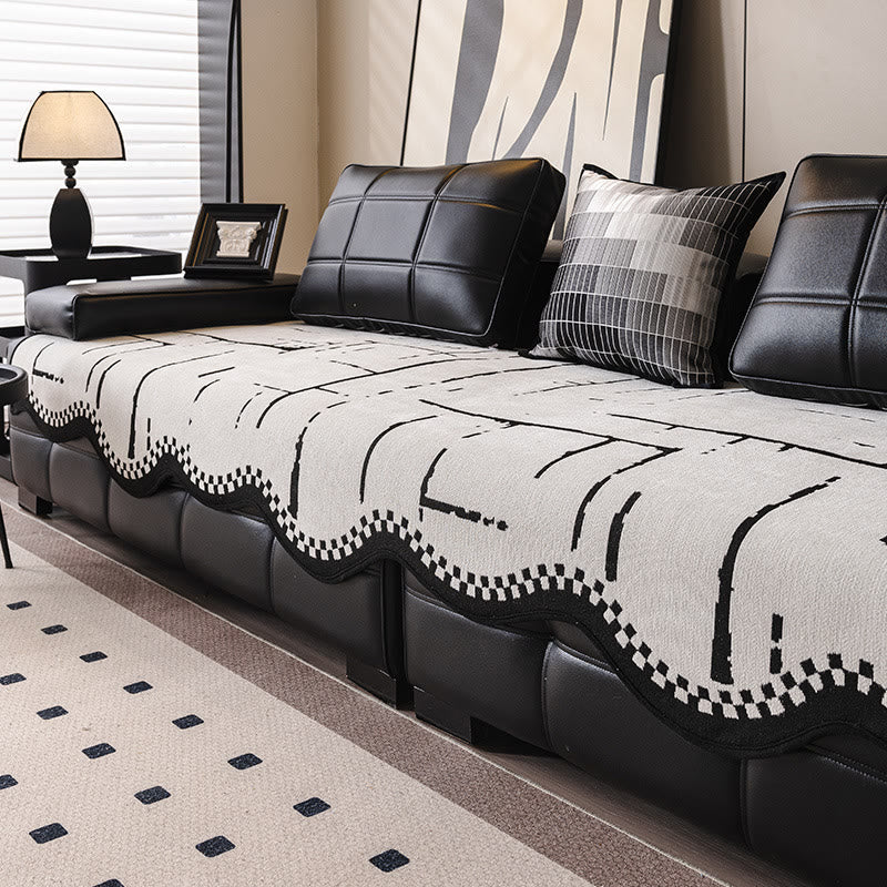 Modern Luxury Wavy Non-slip Sofa Cover - White - 35″ x 118″ - image 2