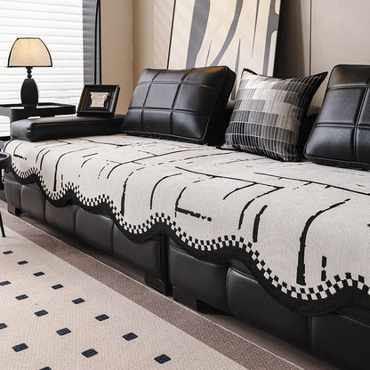 Modern Luxury Wavy Non-slip Sofa Cover - White - 35″ x 118″ - image 2