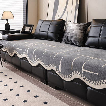 Modern Luxury Wavy Non-slip Sofa Cover - Grey - 35″ x 118″ - image 3