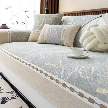 Luxury Chenille Botanical Pattern Sofa Cover - Matcha Green - Pillowcase with core 12″ x 20″ - image 2