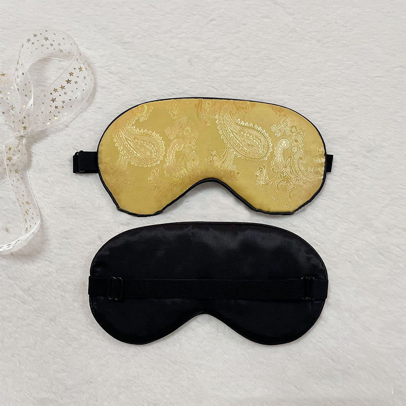 Simulated Silk Paisley Pattern Sleeping Eye Mask - Golden - 2PCS - 8" x 4" - image 2