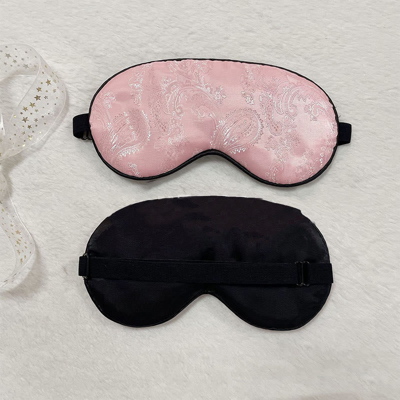 Simulated Silk Paisley Pattern Sleeping Eye Mask - Pink - 2PCS - 8" x 4" - image 3