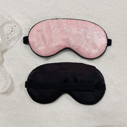 Simulated Silk Paisley Pattern Sleeping Eye Mask - Pink - 2PCS - 8" x 4" - image 3