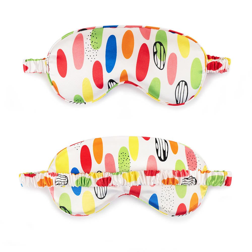Cute Printed Silk Blackout Sleep Eye Mask - B - 2PCS - 8" x 4" - image 1