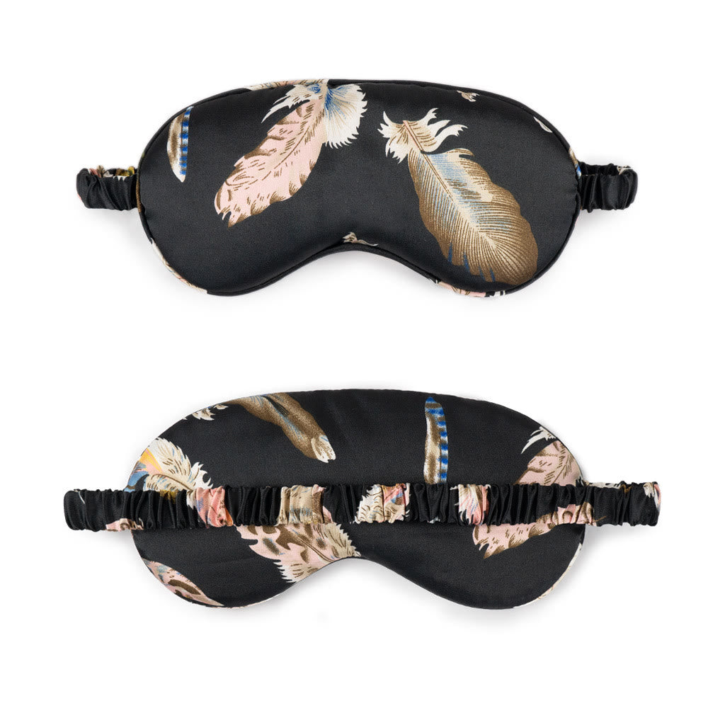 Cute Printed Silk Blackout Sleep Eye Mask - D - 2PCS - 8" x 4" - image 3
