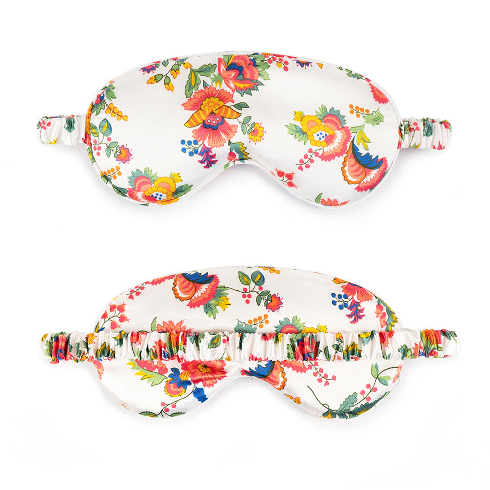 Cute Printed Silk Blackout Sleep Eye Mask - A - 2PCS - 8" x 4" - image 0
