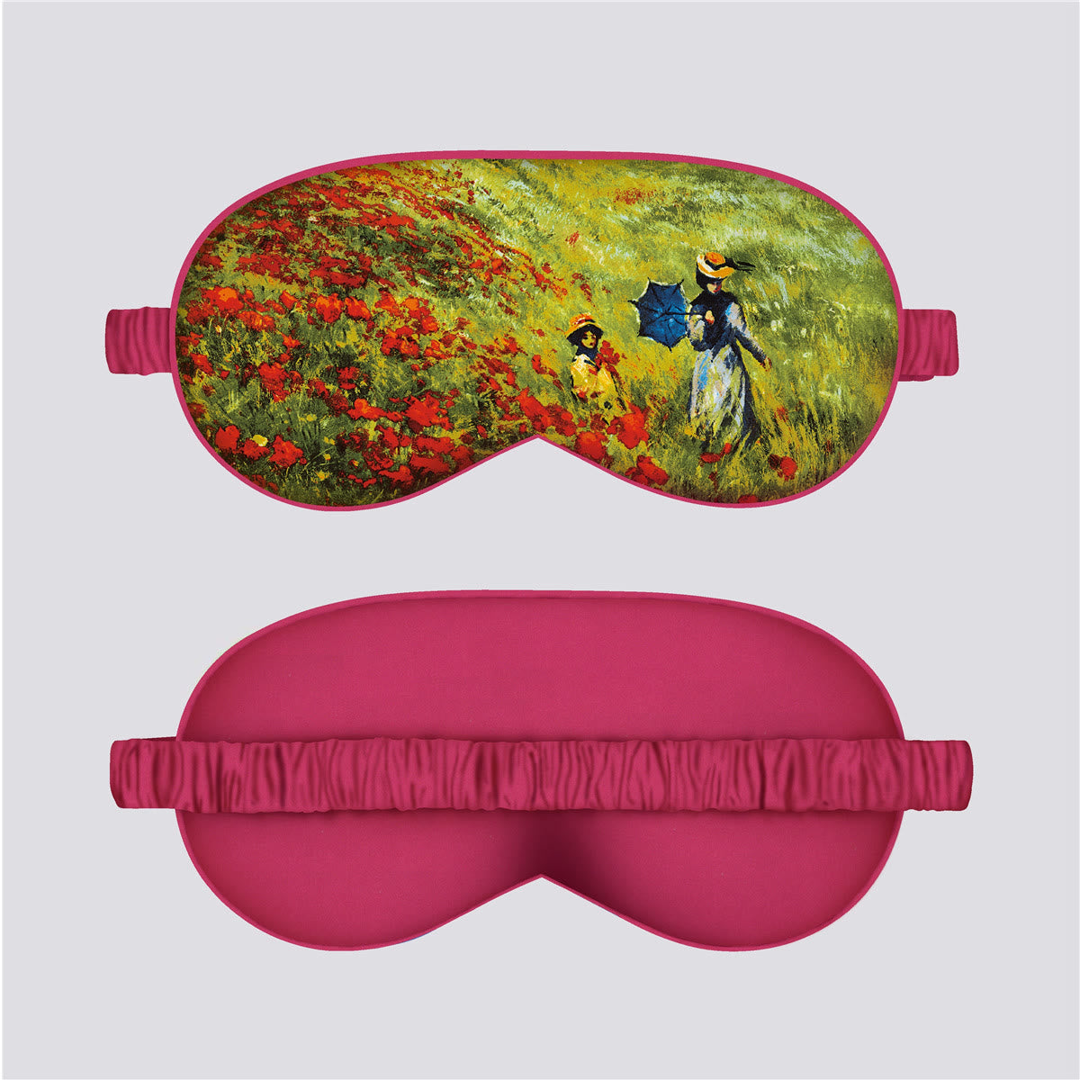 Art Floral Print Silk Satin Eye Mask - B - 1PC - 8" x 6" - image 1