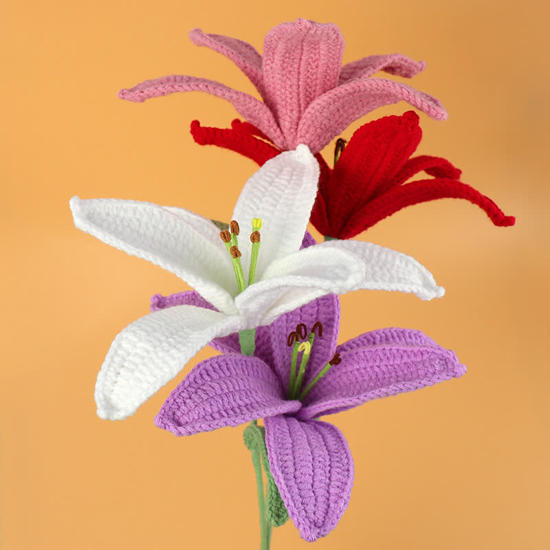 Handmade Knitted Crochet Lily Branch Decor - image 0
